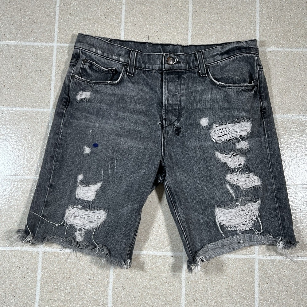 Ksubi Chitch Boneyard Distressed Denim Jean Shorts 32 Knee Holes